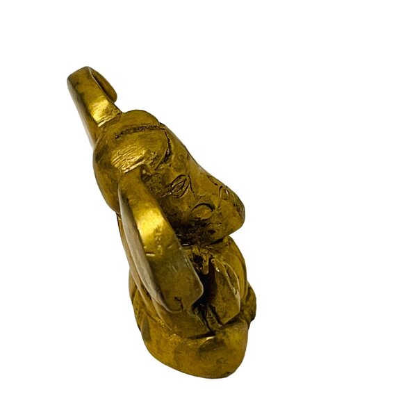 Small Brass Lord Ganesh Idol Elephant Mini Faux Gold 2"x2" - Picture 3 of 6